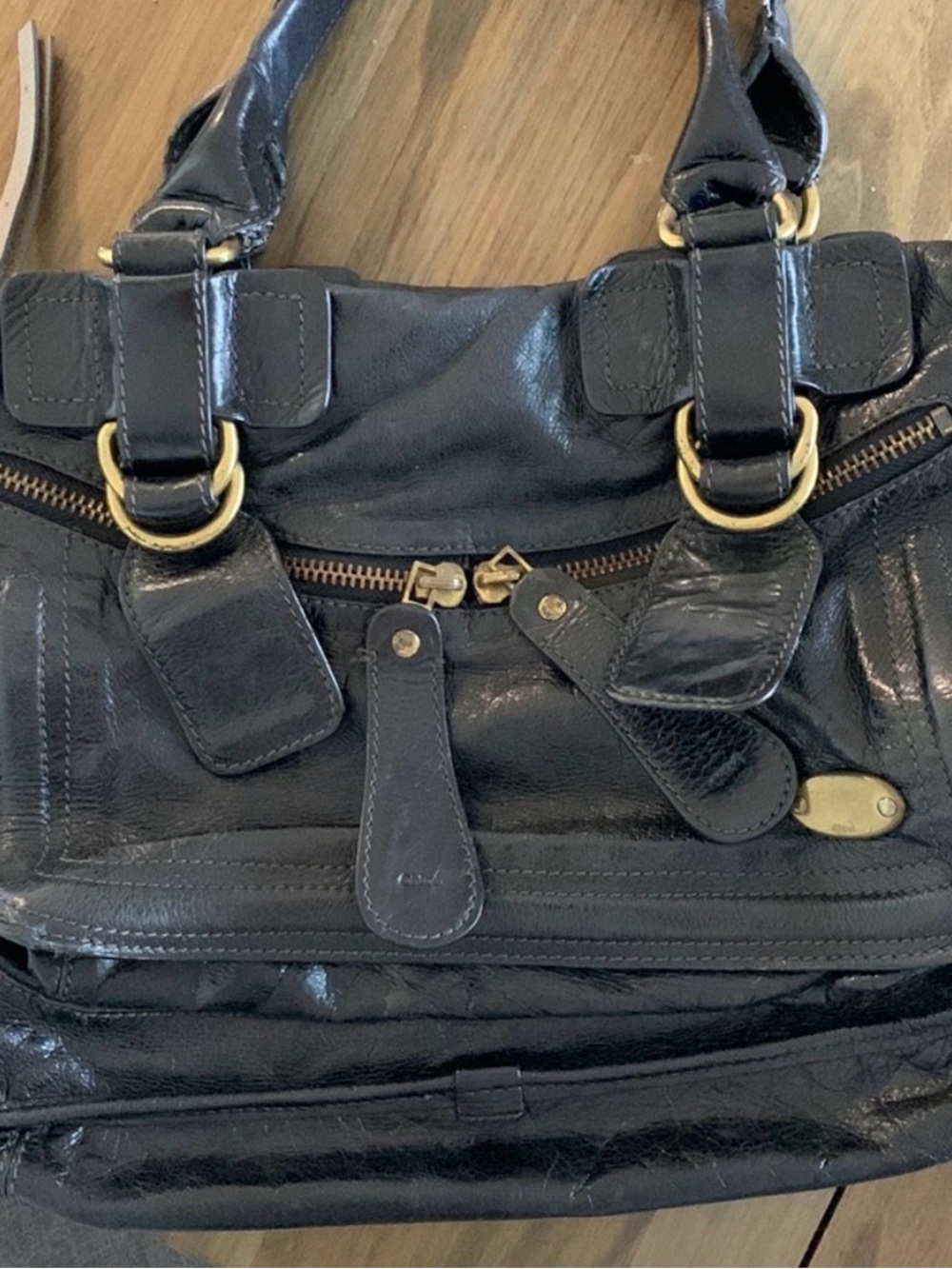 Chloe Leather Shoulder Bag with Gold Hardware